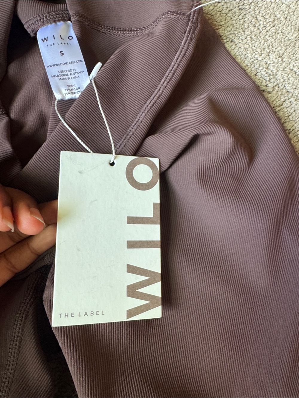 Wilo The Label Brown Ribbed High Rise Performance Leggings NWT SIZE S - Picture 5 of 7